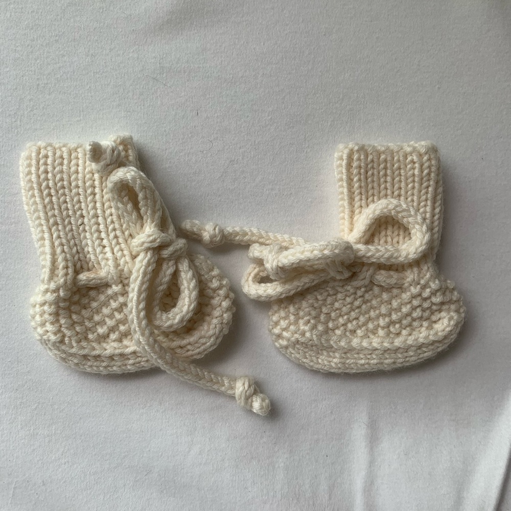 Never worn Hand knit newborn booties